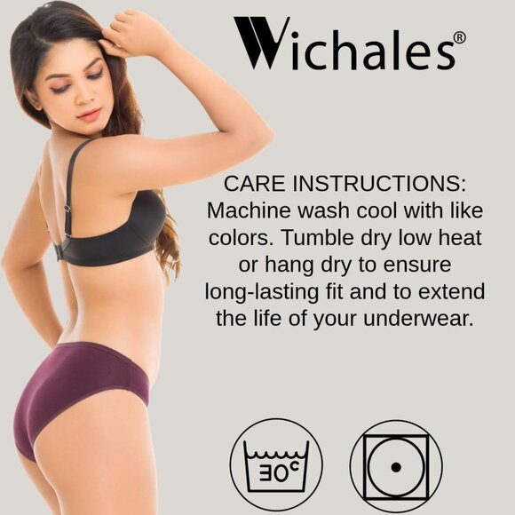Women’s Cotton Bikini Panties 95% Cotton 5% Spandex 3-Pack Moisture-Wicking - Picture 6 of 7